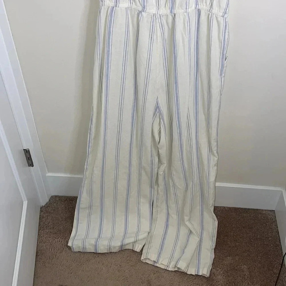 Garnet Hill White with Blue Stripe Organic Cotton Jumpsuit Size XL - Picture 11 of 11